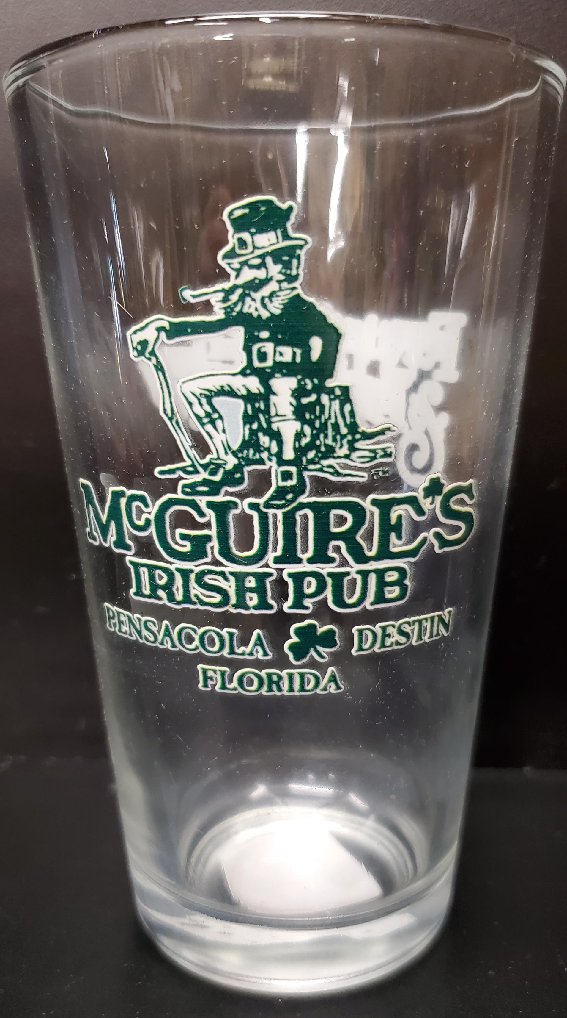 Green and White Pint Glass